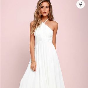 Lulu’s Ivory Enchantment Chiffon Maxi Dress XS